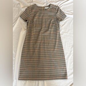 Calvin Klein Checkered Midi Dress - Black, Gray, Tan and Orange